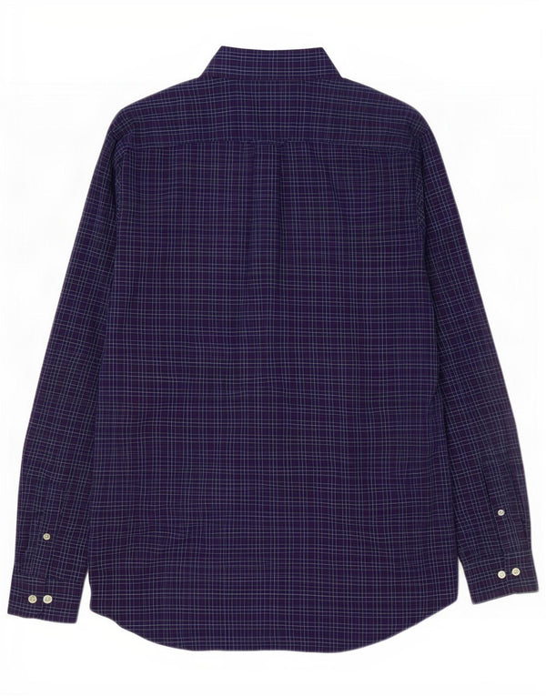 Camisa masculina Nautica pequena xadrez azul marinho de algodão