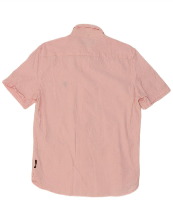 Camisa masculina de manga curta French Connection algodão rosa médio