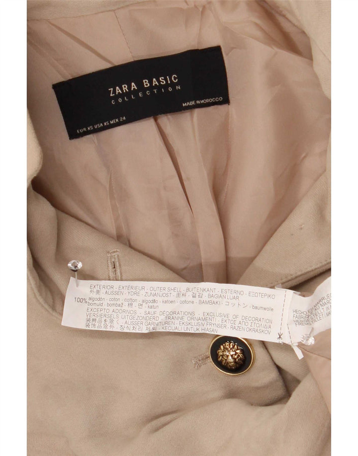 Jaqueta blazer feminina Zara com 4 botões Reino Unido 6 XS algodão bege