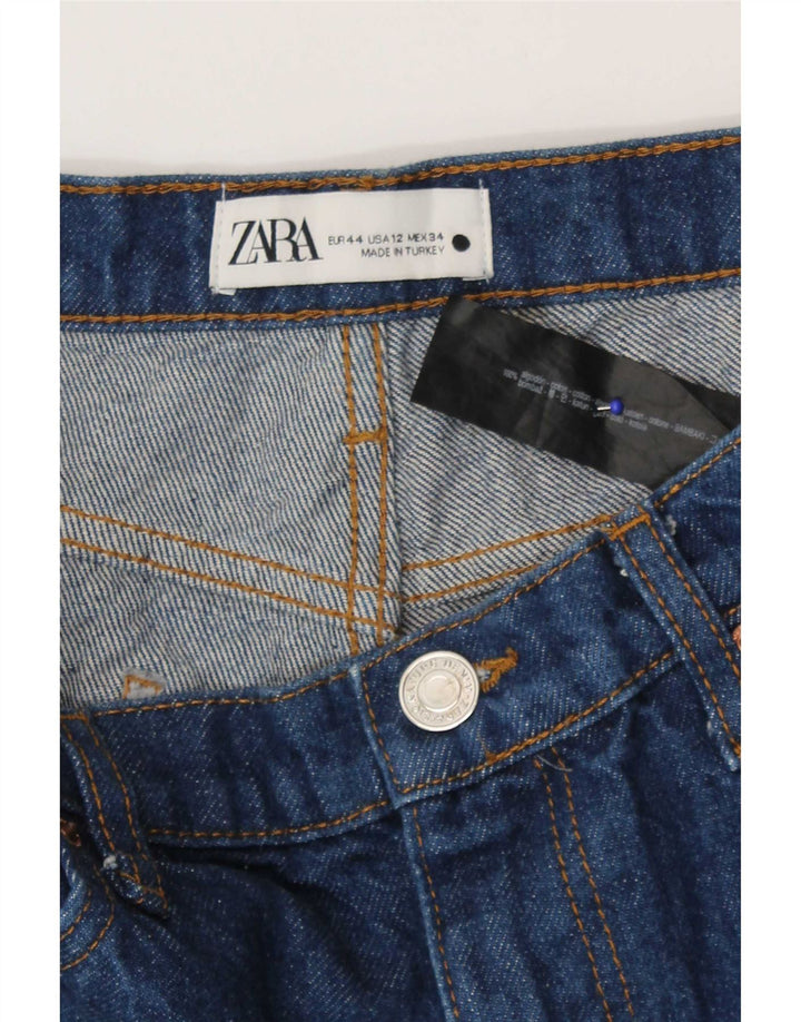 Calça jeans feminina Zara Bootcut EU 44 XL W34 L27 azul algodão