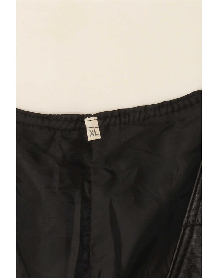 Colete de couro masculino vintage XL preto patchwork