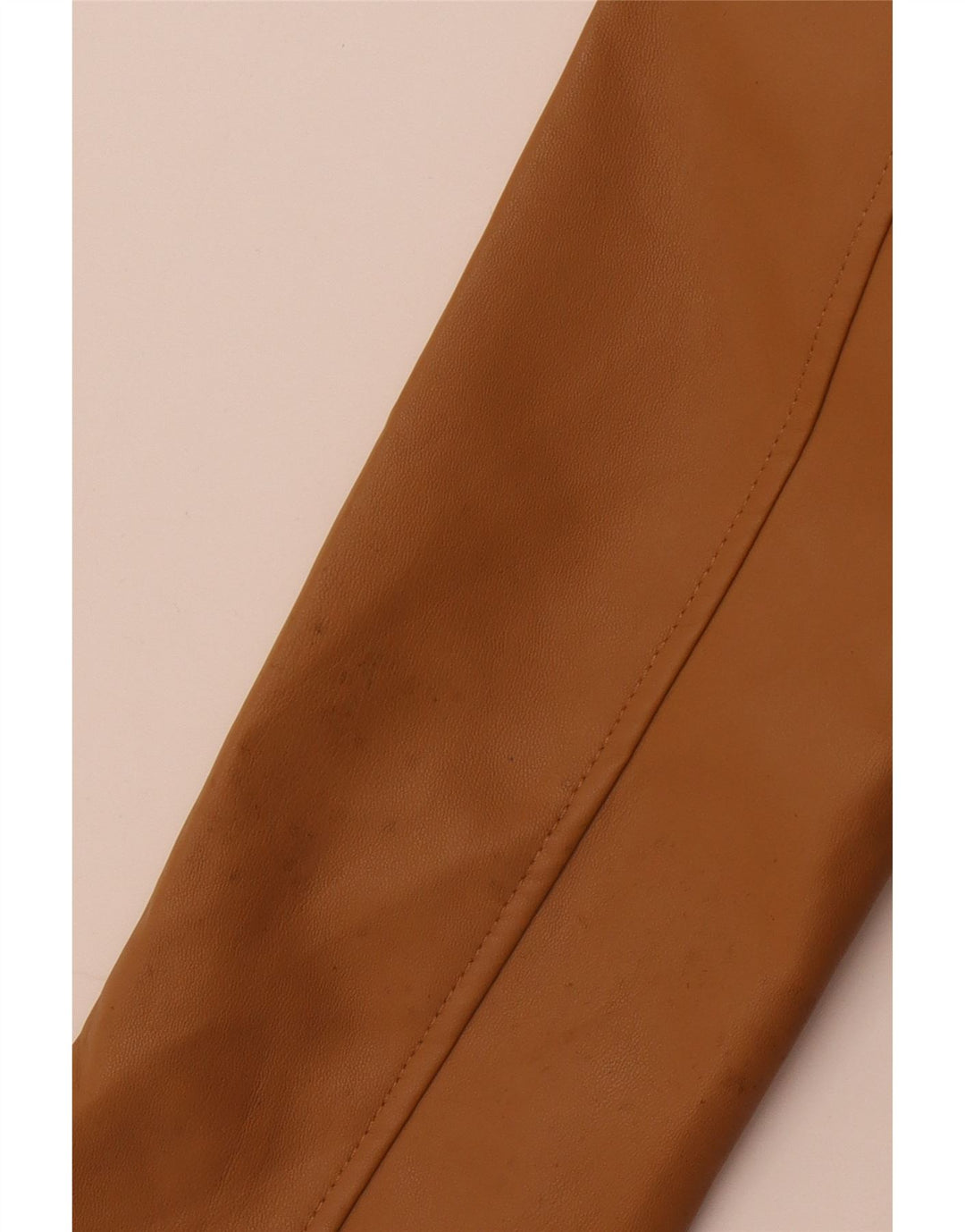 Zara Womens Crop Faux Leather Jacket UK 10 Pequeno Poliéster Bege