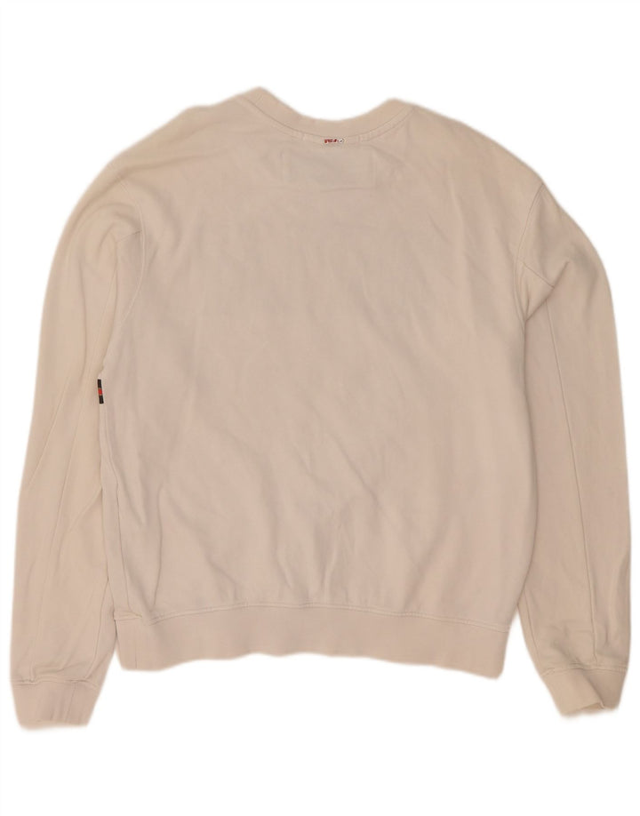 Replay feminino gráfico moletom jumper UK 14 médio algodão branco