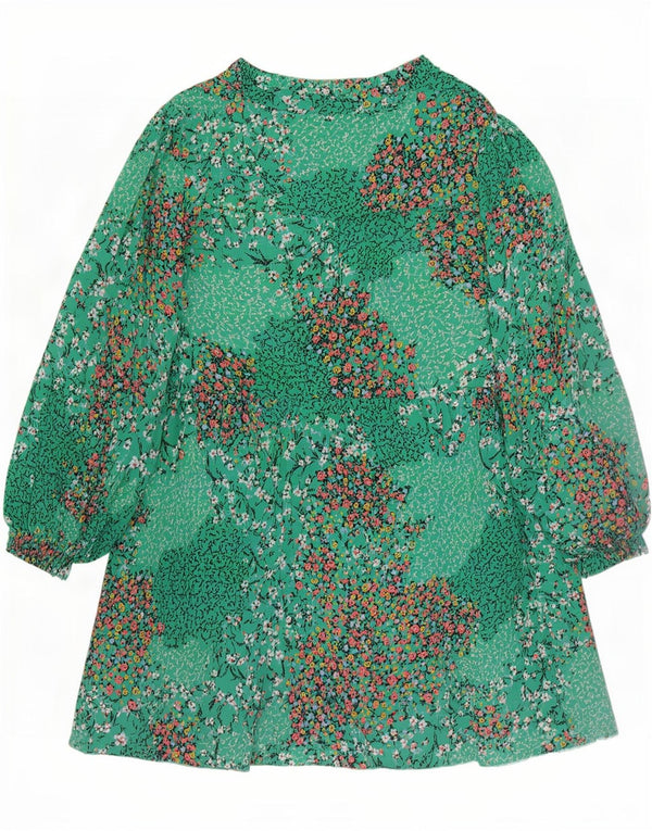Vestido feminino Marks & Spencer de manga comprida em camadas UK 18 XL verde floral