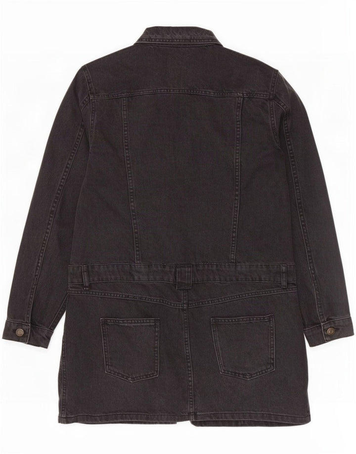 Casaco jeans feminino Zara Reino Unido 14 grande algodão preto