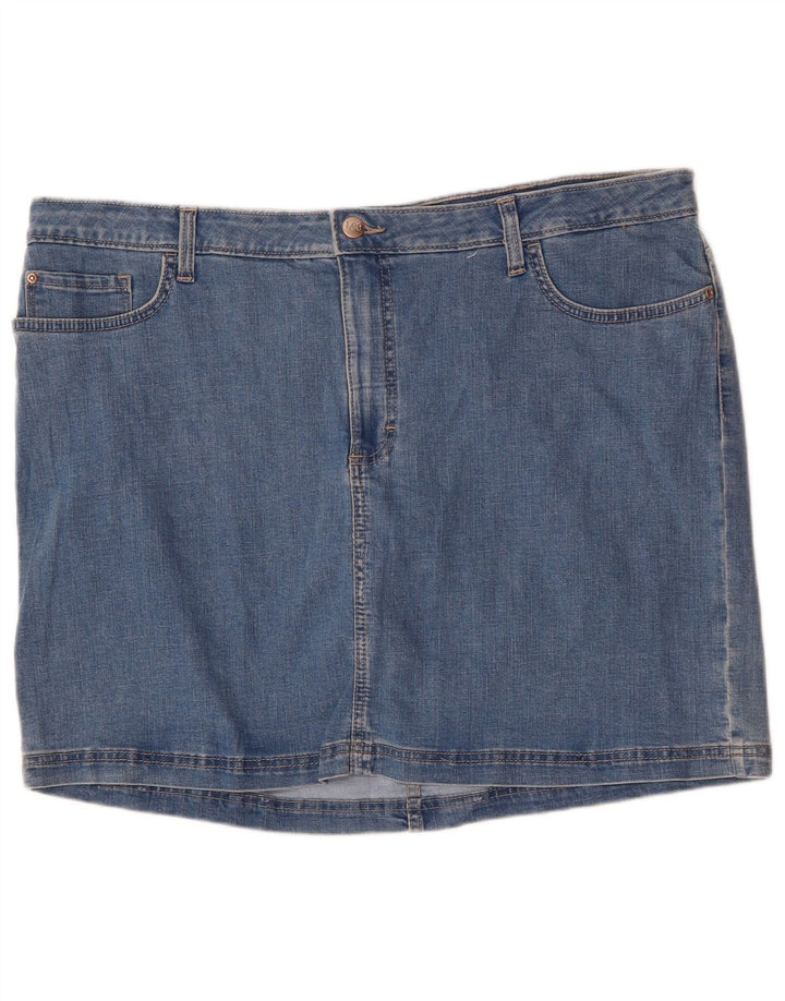 Saia jeans feminina LEE regular fit midrise EUA 22 3XL W44 algodão azul