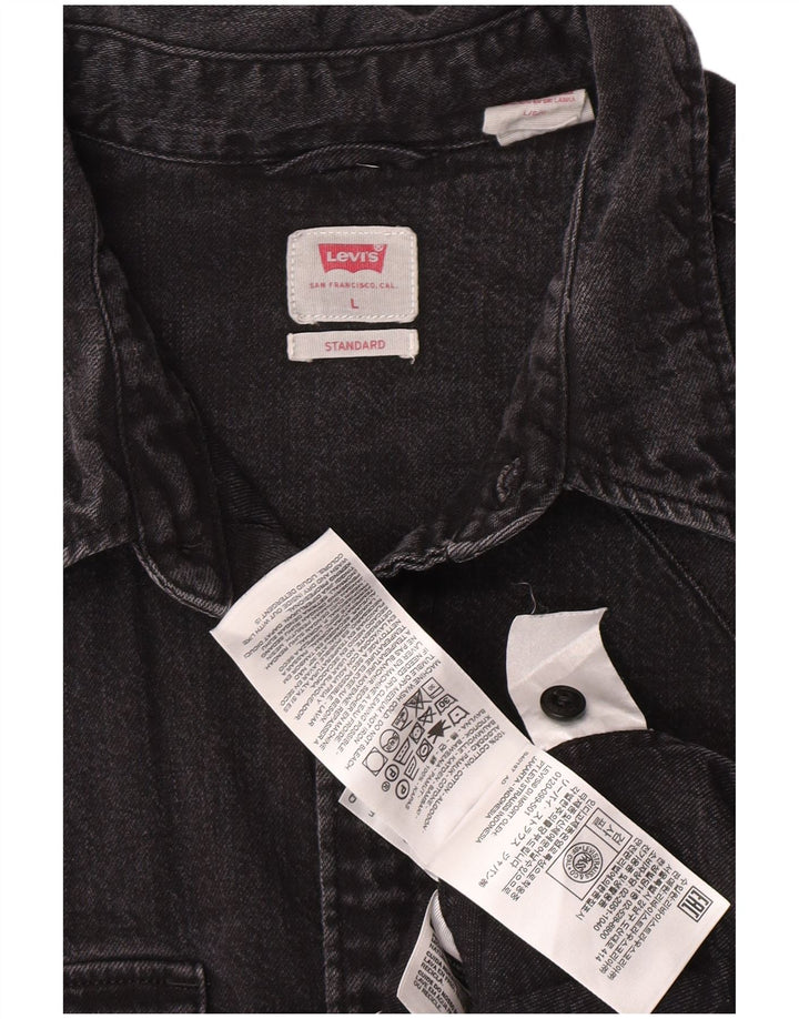 Camisa jeans masculina padrão Levi's grande algodão cinza