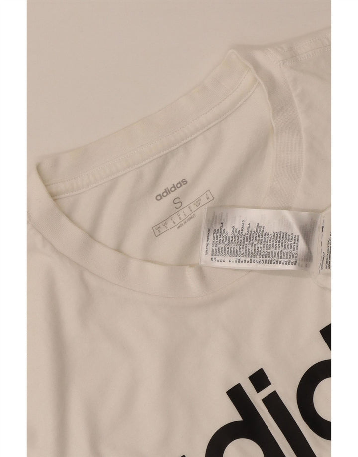 Adidas Mens Graphic T-Shirt Top Pequeno Algodão Branco
