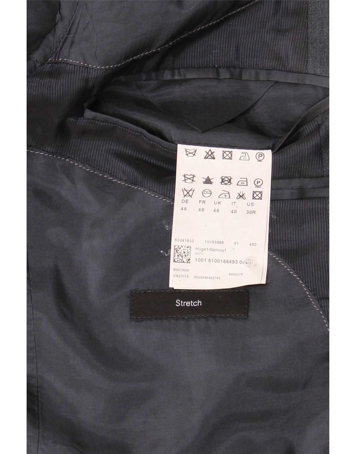 Jaqueta Blazer Masculina Hugo Boss com 2 Botões EU 48 Lã Azul Marinho Médio
