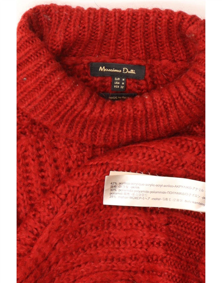 Suéter feminino Massimo Dutti com gola redonda Reino Unido 14 acrílico médio Borgonha