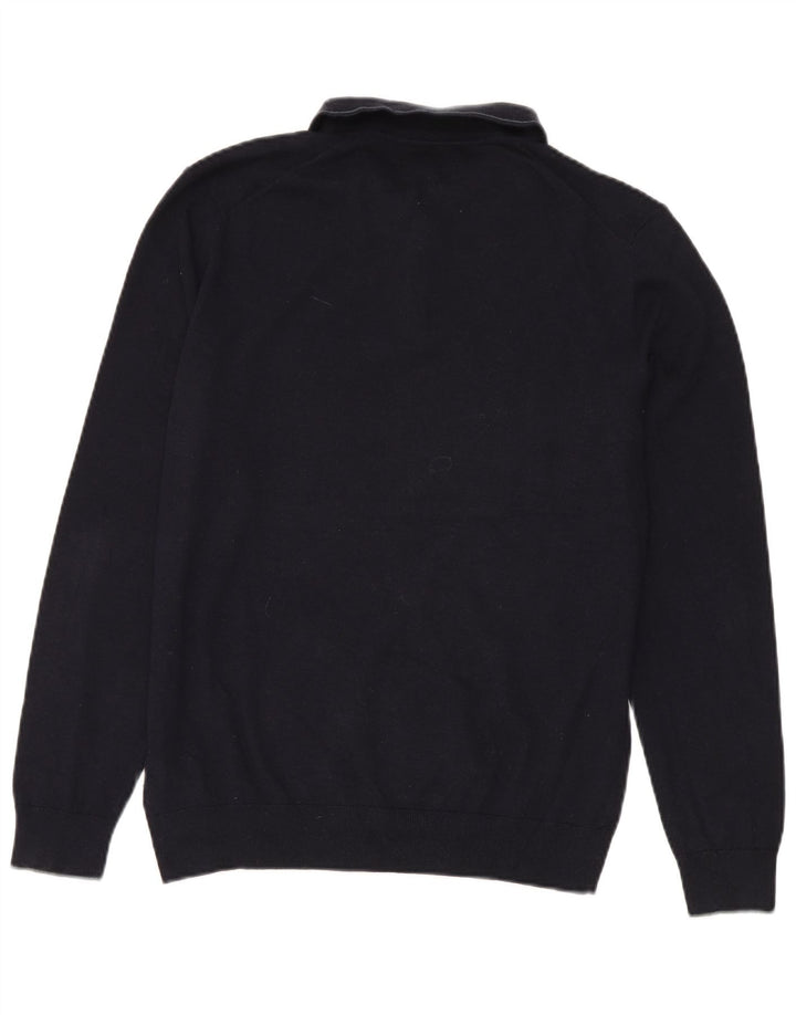 Suéter masculino Marks & Spencer com gola polo e algodão azul marinho médio