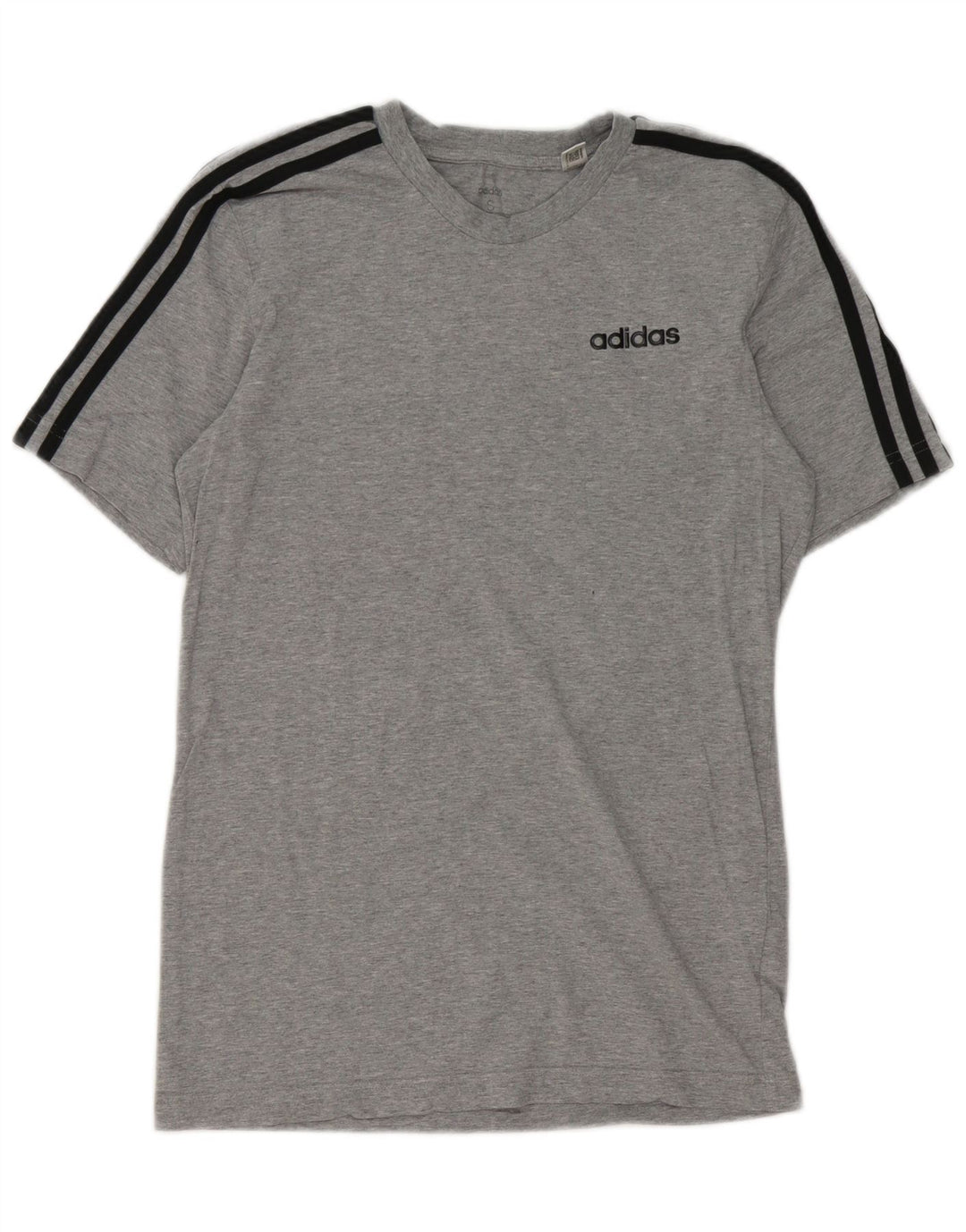 Adidas Mens Camiseta Top Pequeno Algodão Cinza