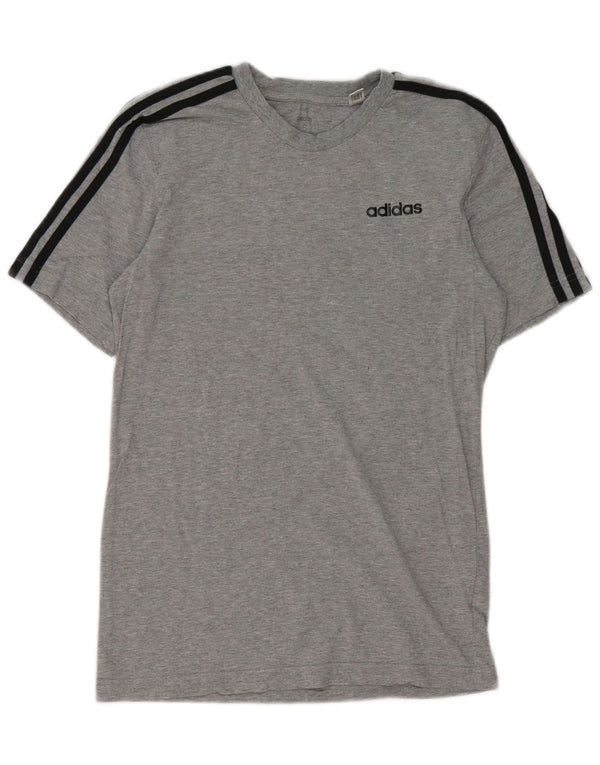 Adidas Mens Camiseta Top Pequeno Algodão Cinza