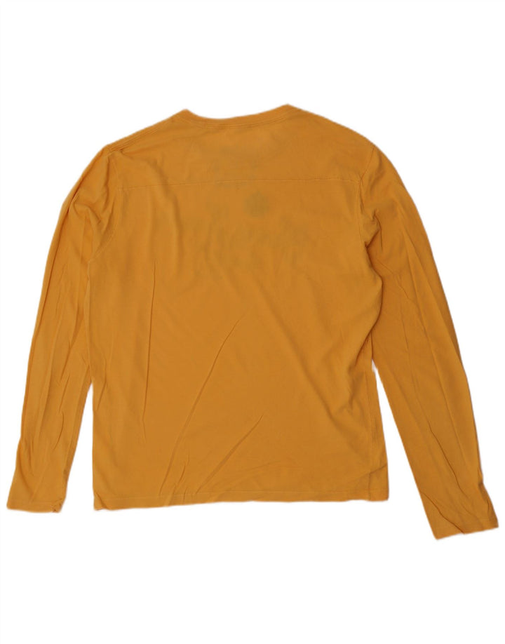 Guess Mens Gráfico Top Manga Longa Grande Algodão Amarelo