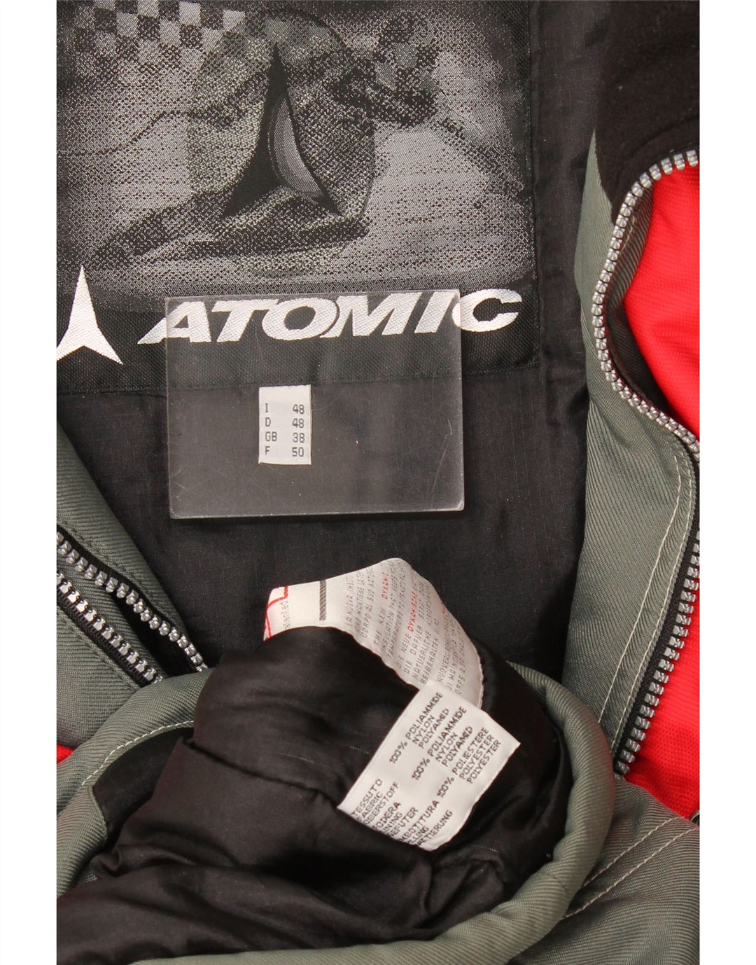 Conjunto de 2 peças de esqui gráfico masculino Atomic UK 38 bloco colorido cinza médio