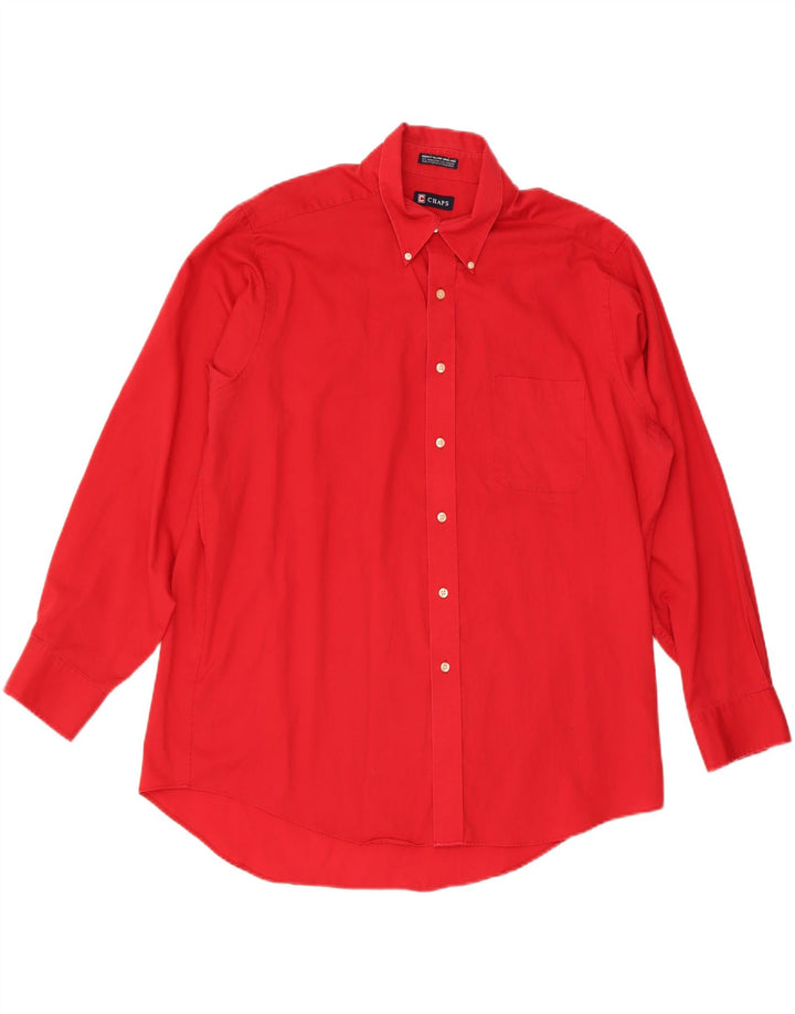 Camisa masculina de ajuste regular CHAPS tamanho 17 1/2 XL algodão vermelho