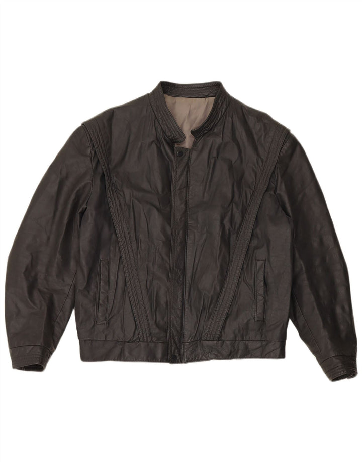 Jaqueta de couro masculina VINTAGE UK 40 grande couro cinza