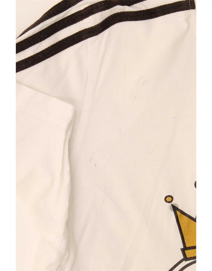 Camiseta gráfica masculina Adidas UK40/42 algodão branco médio
