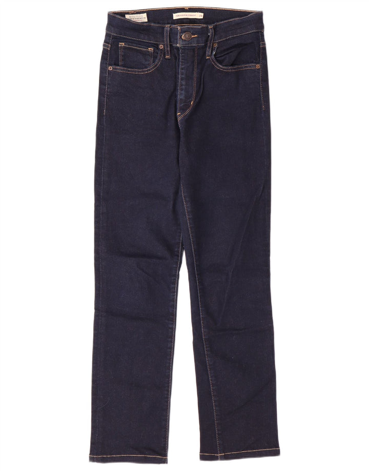 Calça jeans feminina LEVI'S 724 de cintura alta reta W28 L26 algodão azul marinho