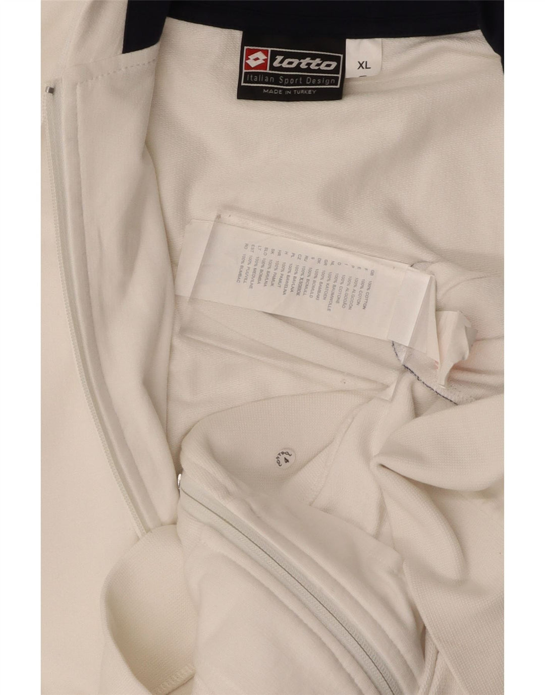 LOTTO Womens Sleeveless Zip Hoodie Sweater UK 18 XL White Cotton Vintage Lotto and Second-Hand Lotto from Messina Hembry 