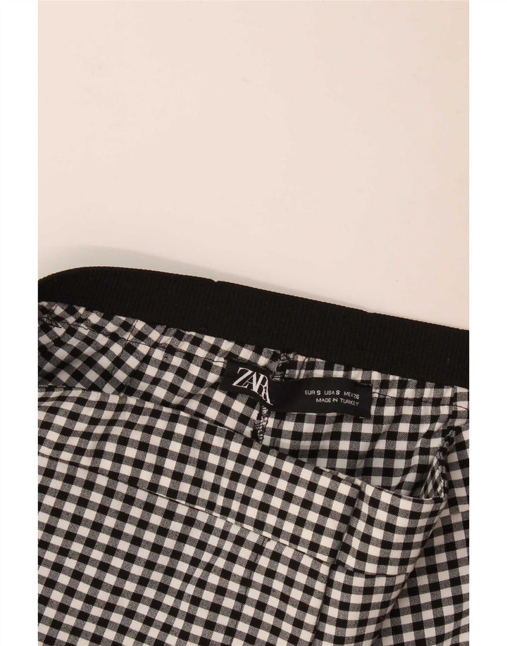 Zara Calça Chino Feminina Slim Pequena W27 L27 Preta Gingham