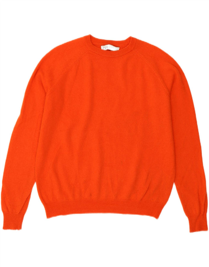 Suéter masculino Zara com gola redonda e lã laranja pequena