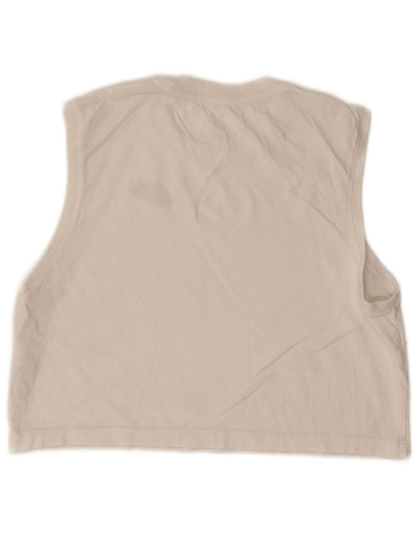 Nike Womens Crop Oversized Vest Top UK 6 XS Branco Algodão