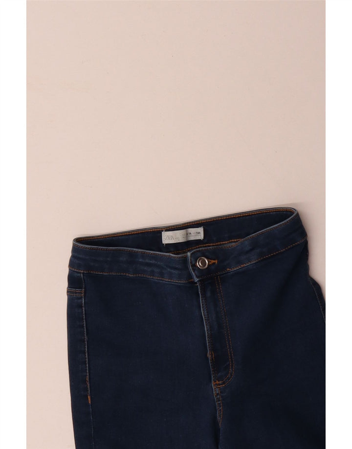 ZARA Jeans skinny de cintura alta para meninas 13-14 anos W24 L26 Azul