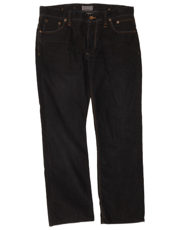 Calça masculina reta de veludo Zara EU 46 XL W36 L30 poliéster preto
