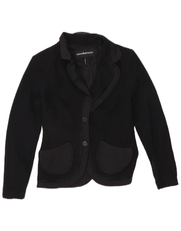 Jaqueta blazer feminina Roccobarocco com 2 botões IT 42 poliéster preto médio