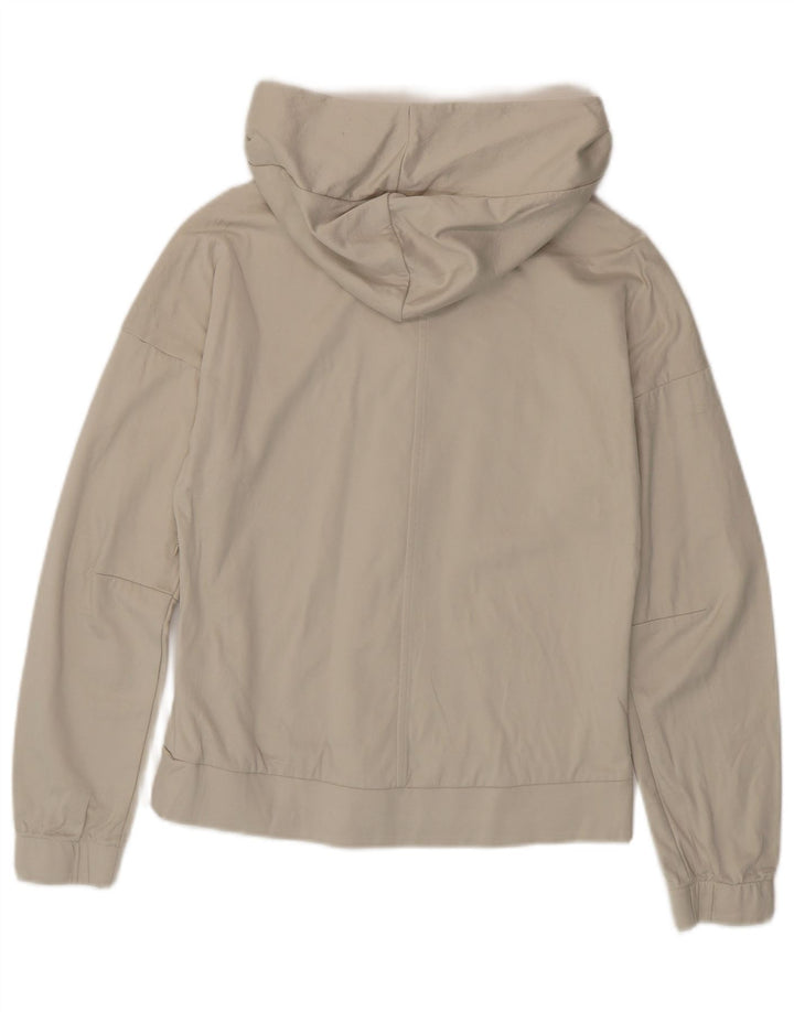 ADIDAS Womens Zip Hoodie Sweater UK 8/10 Pequeno Off White Poliéster