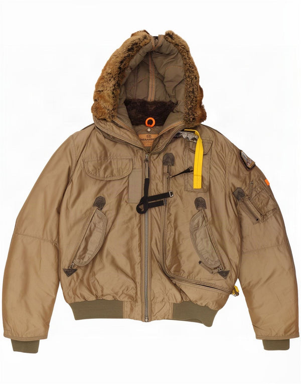 Parajumpers Jaqueta masculina com capuz Slim Fit acolchoada UK 38 médio cáqui poliamida