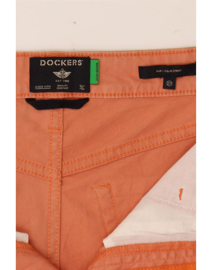 DOCKERS Womens Slim Casual Trousers W27 L29 Orange Cotton Vintage Dockers and Second-Hand Dockers from Messina Hembry 