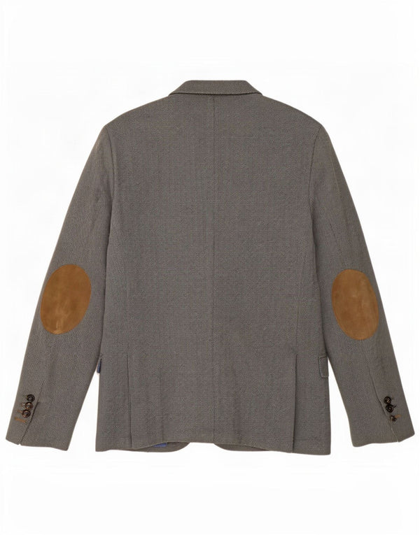 Jaqueta blazer masculina Massimo Dutti com 2 botões UE 48 espinha de peixe cinza médio