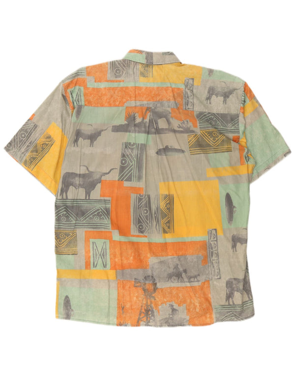 Camisa masculina VINTAGE de manga curta tamanho 41 grande patchwork multicolorido