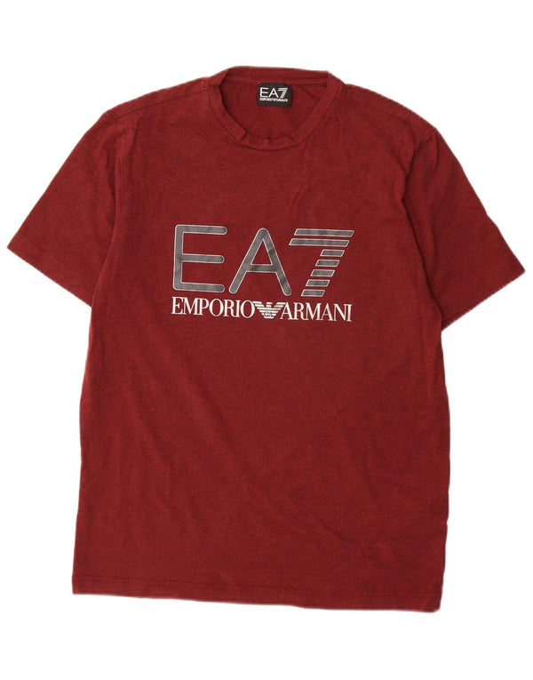 Camiseta gráfica masculina Emporio Armani Top médio algodão Borgonha