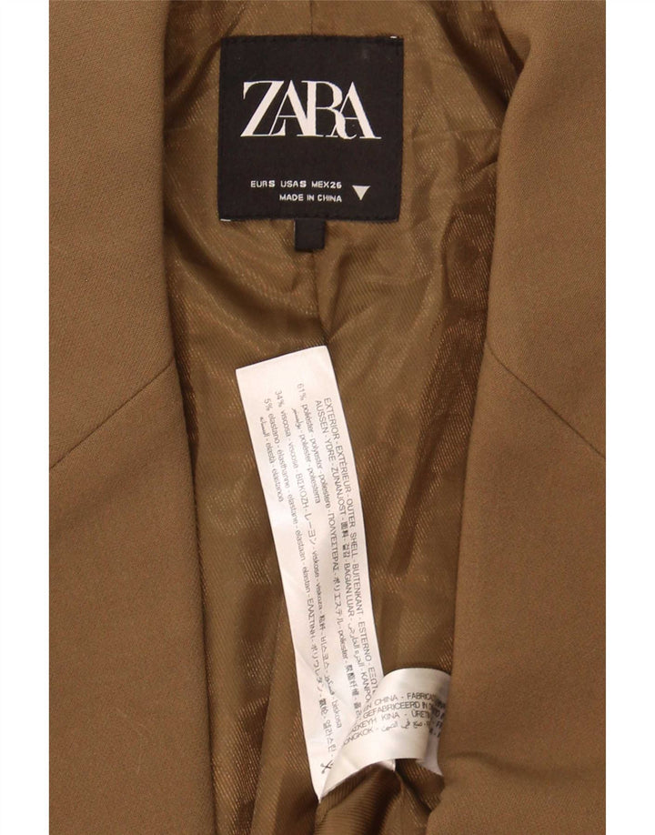 Zara Jaqueta Blazer Oversized Feminina com 2 Botões Reino Unido 10 Pequeno Marrom Poliéster