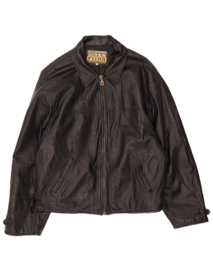 Jaqueta de couro masculina vintage IT 52 XL couro preto