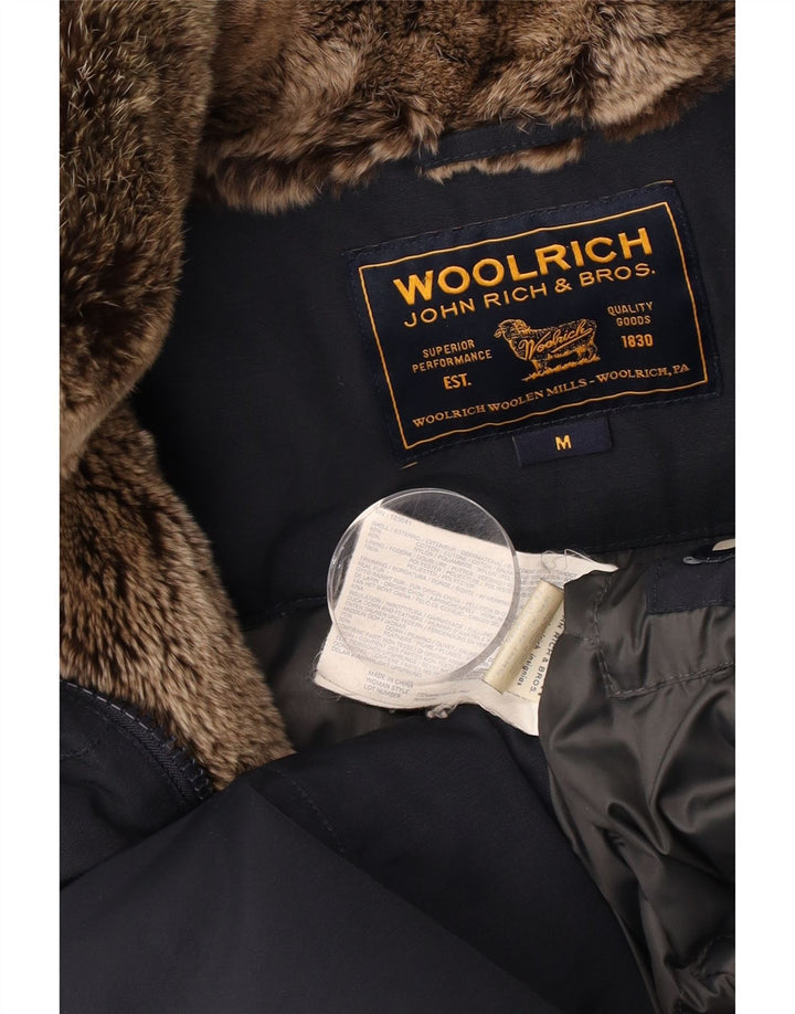 Casaco masculino Woolrich acolchoado com capuz Reino Unido 38 algodão azul marinho médio