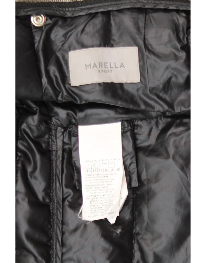 Casaco acolchoado com capuz feminino Marella UK 16 grande poliéster preto
