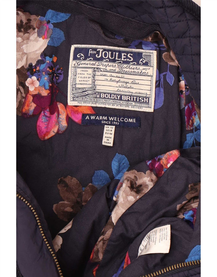Jaqueta acolchoada feminina Joules Reino Unido 12 poliéster azul marinho médio