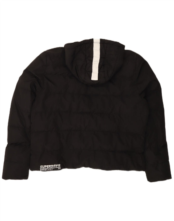 Jaqueta acolchoada com capuz Superdry Womens Crop UK 20 XL poliéster preto