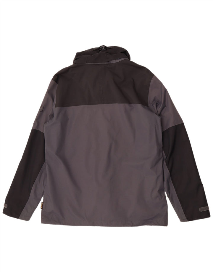 Jaqueta de chuva masculina Jack Wolfskin Reino Unido 36/38 cinza médio colorblock poliamida