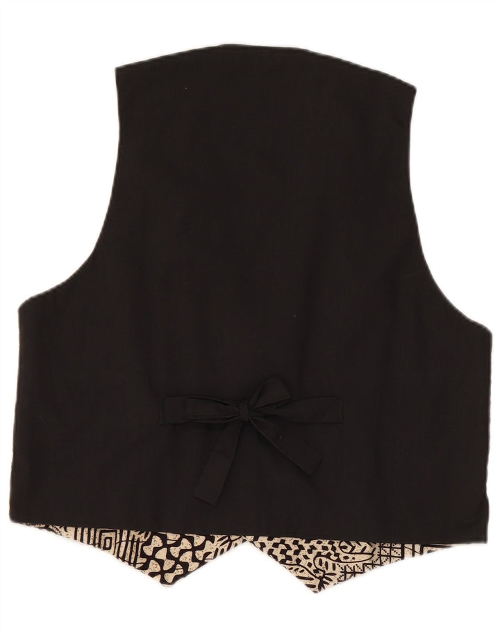 Colete gráfico feminino vintage UK 14 médio preto