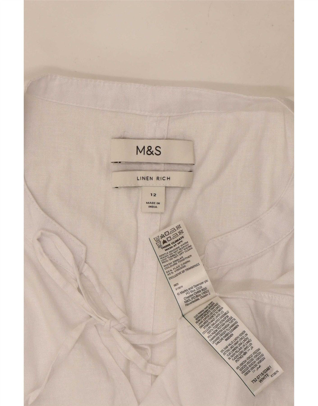 Blusa feminina Marks & Spencer UK 12 linho branco médio