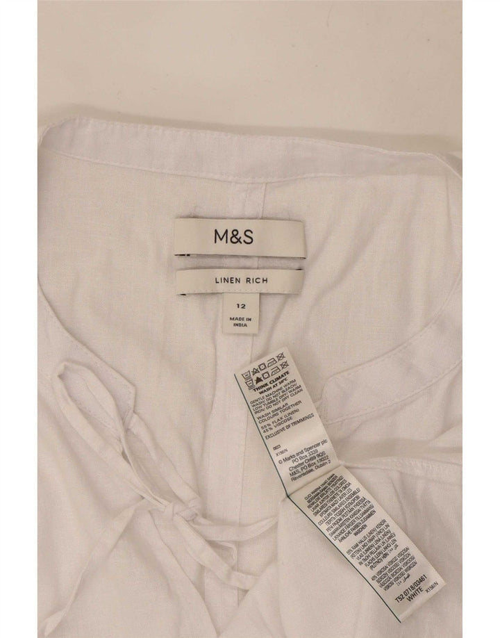 Blusa feminina Marks & Spencer UK 12 linho branco médio