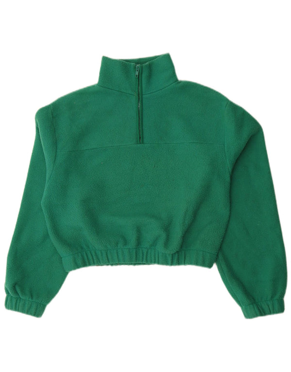 Suéter feminino Topshop com zíper e gola grande de lã Reino Unido 10 pequeno verde