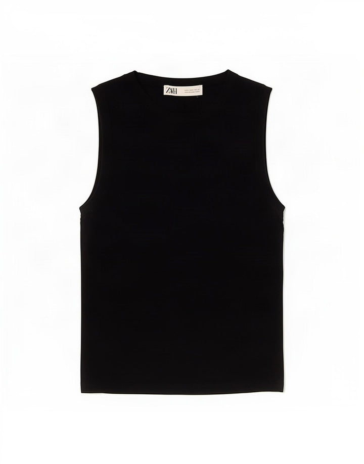 Top colete feminino Zara Reino Unido 8 pequeno azul marinho