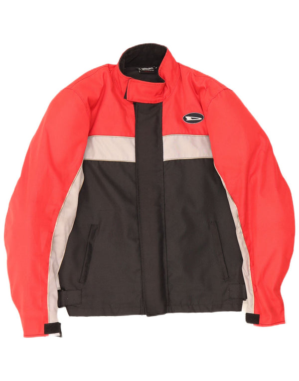 Jaqueta Vintage Mens Racer UK 36 Pequeno Colorblock Vermelho