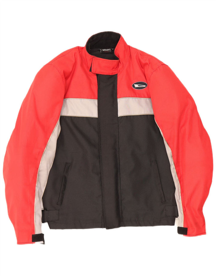 Jaqueta Vintage Mens Racer UK 36 Pequeno Colorblock Vermelho